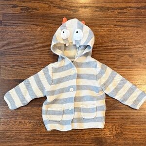 GAP Kids Blue and White Striped Sweater with Animal Hood